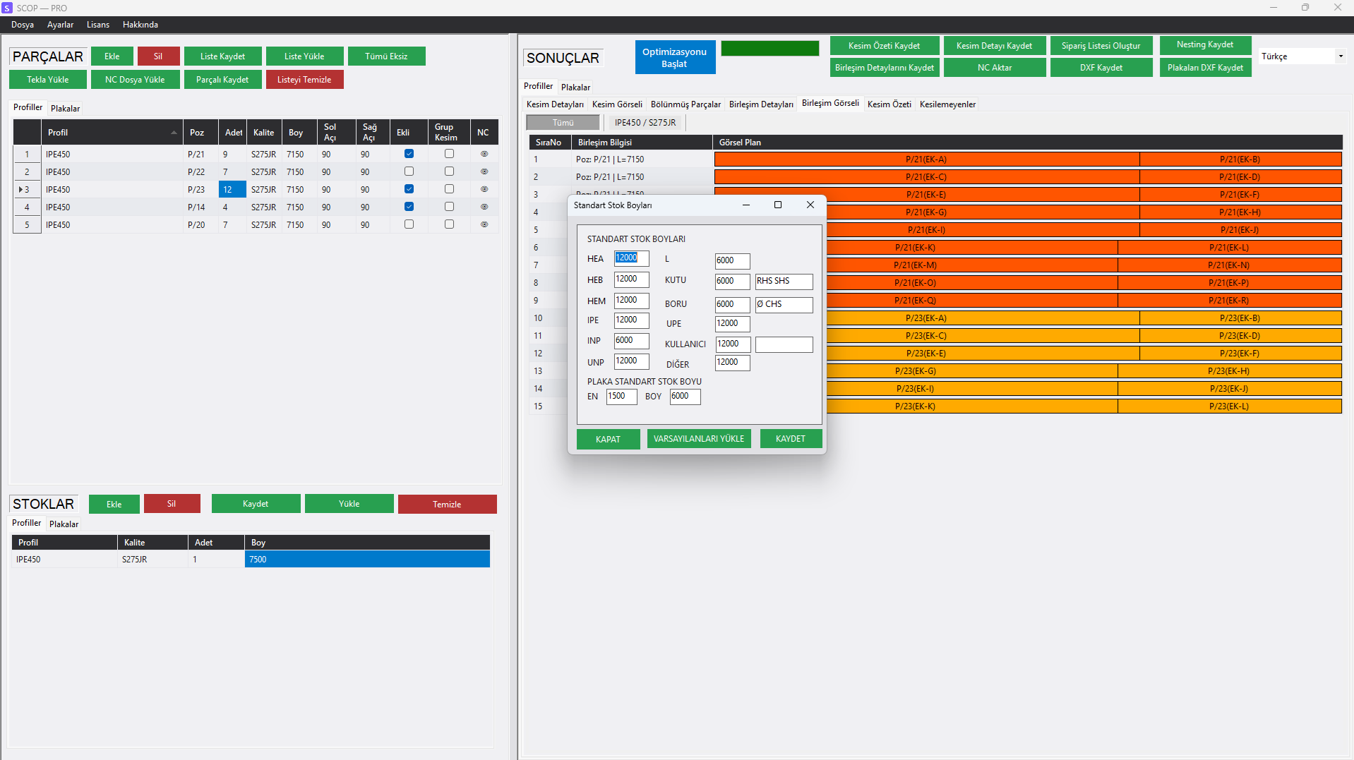 Standart Stok Boyu